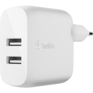 Belkin boost charge 2-poorts usb-a wandlader (wit, 2x usb-a, 24w)