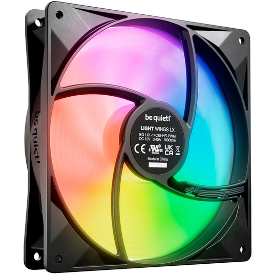 Be quiet! light wings lx pwm high-speed rgb case fans (zwart, 3 stuks, 140 x 140 x 25 mm)