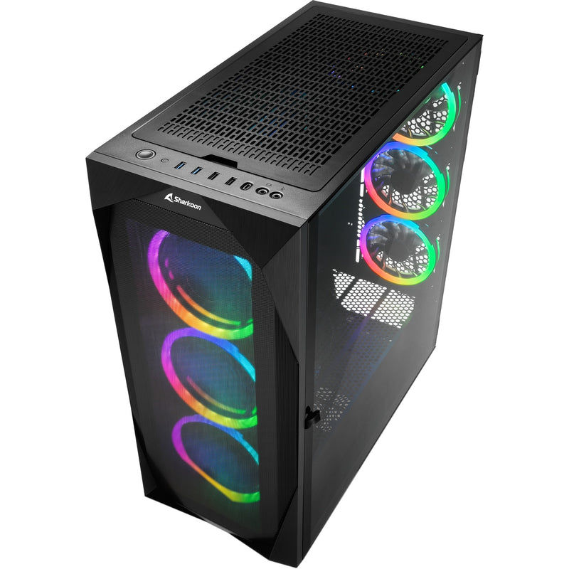 Afbeelding laden in galerijviewer, Sharkoon rev300 midi tower behuizing (zwart | 4x usb-a | 1x usb-c | rgb | tempered glass)
