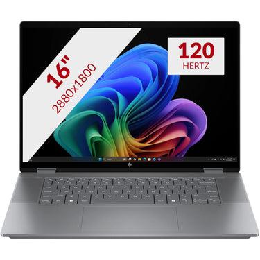Hp omnibook x flip 16-ar0070nd 16 copilot+ 2-in-1 laptop (zilver | ryzen ai 7 350 | radeon 860m | 24 gb | 1 tb ssd | touch)