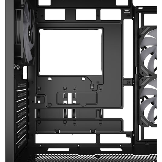 Sharkoon sk6 argb midi tower behuizing (zwart | 2x usb-a | rgb | tempered glass)