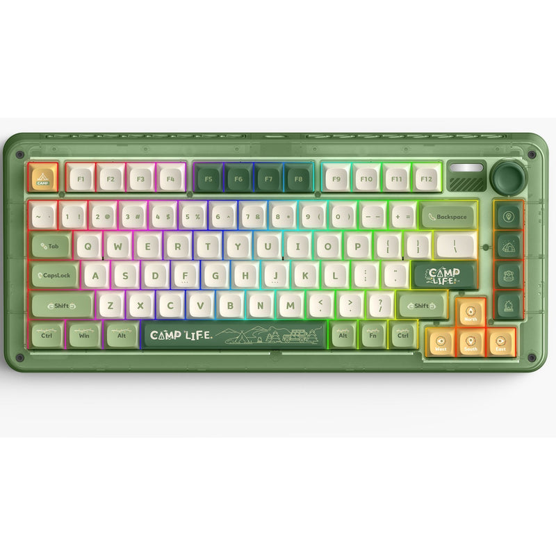 Afbeelding laden in galerijviewer, Iqunix zx75 camping wireless mechanical keyboard (groen, us lay-out (qwerty), cherry mx silent red, 75%, rgb leds, hot-swappable, double-shot pbt, 2.4ghz | bluetooth 5.1 | usb-c)
