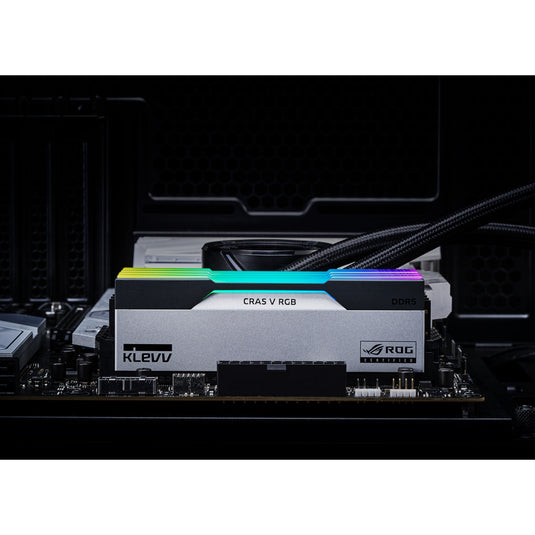 Klevv 32 gb ddr5-6200 (2x 16 gb) kit werkgeheugen (wit zwart, kd5agua80-62b320p, cras v rgb rog, xmp 3.0, expo)