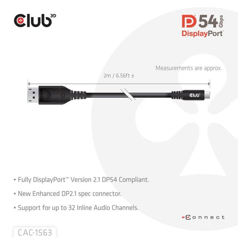 Afbeelding laden in galerijviewer, Club 3d usb-c naar displayport 2.1 kabel (zwart, 2 meter)
