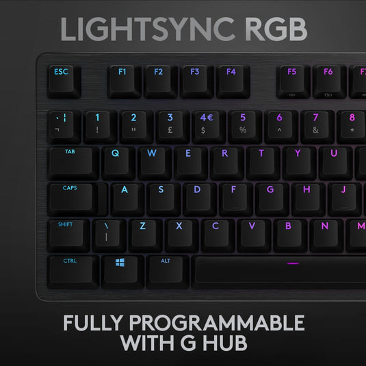 Logitech g512 carbon lightsync rgb mechanical gaming keyboard (zwart, us-international lay-out (qwerty), gx brown, 100%, rgb leds)