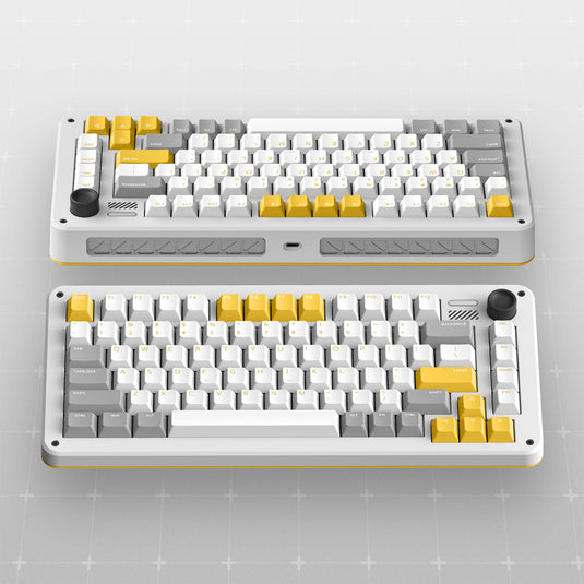 Ty iqunix zx75 gravi wave wireless mechanical keyboard (grijs, us lay-out (qwer), gateron red, 75%, rgb leds, hot-swappable, double-shot pbt, 2.4ghz | bluetooth 5.1 | usb-c)