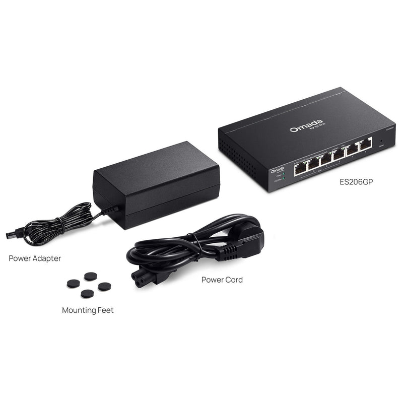 Afbeelding laden in galerijviewer, Tp-link omada es206gp switch (zwart, 4x poe+)
