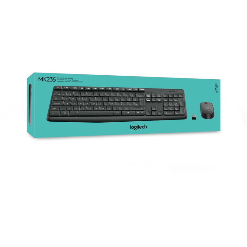 Afbeelding laden in galerijviewer, Logitech mk235 draadloze desktopset (zwart, us-international lay-out (qwerty))
