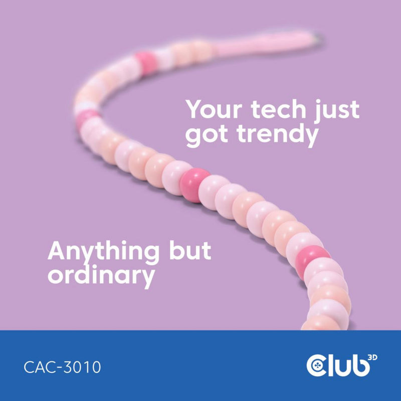 Afbeelding laden in galerijviewer, Club 3d usb-c beaded cable pink, 2 meter kabel (roze)
