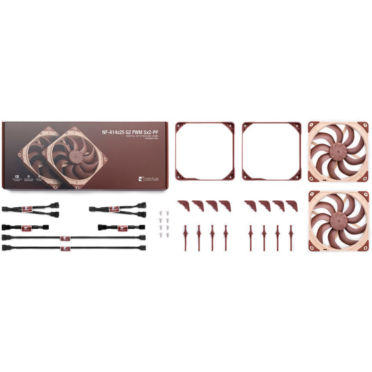 Noctua nf-a14x25 g2 pwm sx2-pp case fans (bruin, 2 stuks, 140 x 140 x 25 mm)