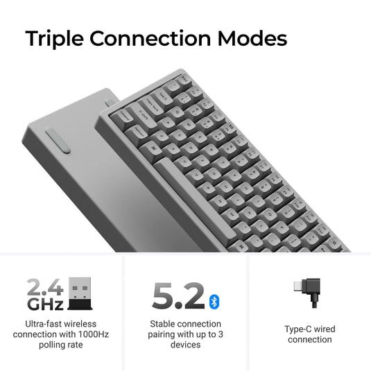 Keychron k2 he-f1c concrete edition rgb mechanisch toetsenbord (zwart, us lay-out (qwerty), gateron double-rail magnetic nebula, 75%, rgb leds, osa double-shot pbt, hot swap, 2.4ghz | bluetooth 5.2 | usb-c)