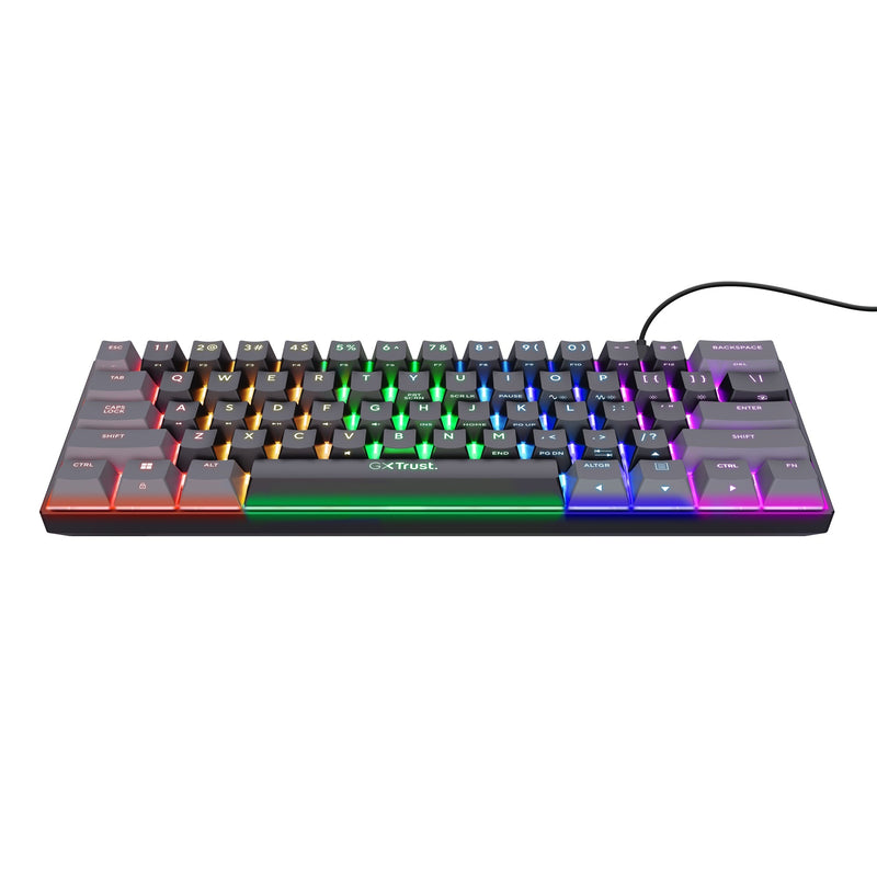 Afbeelding laden in galerijviewer, Trust gxt 867 acira 60% mini mechanisch gaming toetsenbord (zwart, us lay-out (qwerty), outemu red, 60%, rgb)
