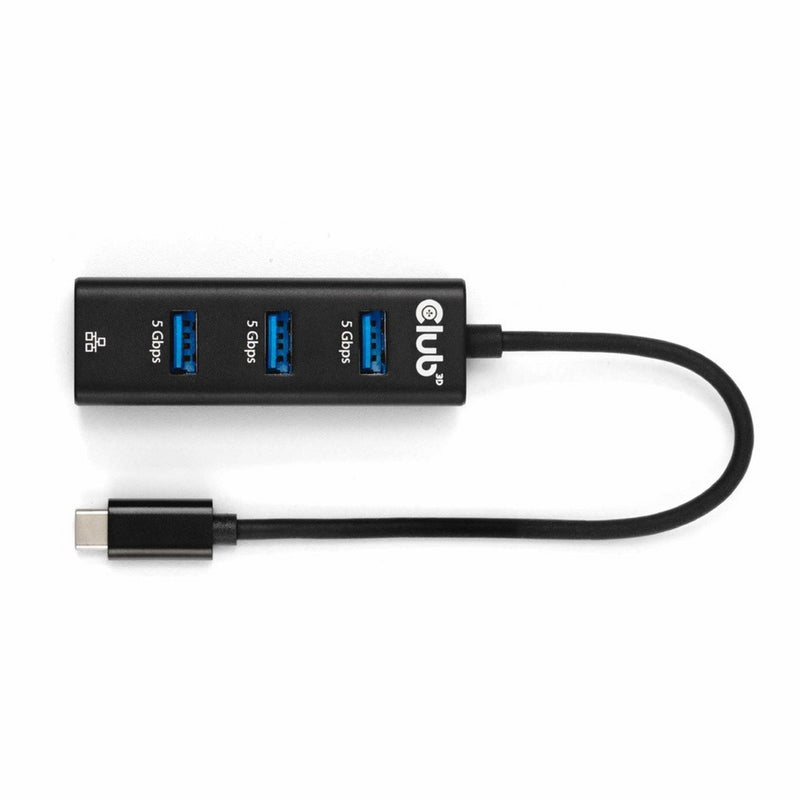 Afbeelding laden in galerijviewer, Club 3d usb‑c 3.2 gen 1 naar 3x usb‑a + ethernet dockingstation (zwart)
