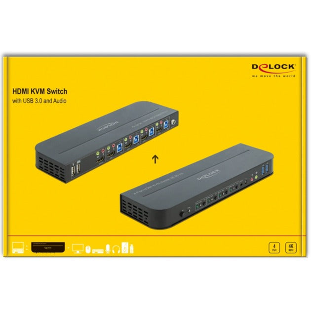 Afbeelding laden in galerijviewer, Delock hdmi kvm-switch 4k 60 hz met usb en audio
