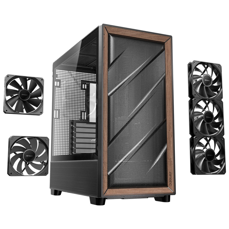 Afbeelding laden in galerijviewer, Antec flux midi tower behuizing (zwart | 2x usb-a | 1x usb-c | tempered glass)
