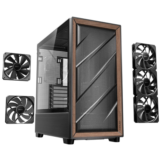 Antec flux midi tower behuizing (zwart | 2x usb-a | 1x usb-c | tempered glass)