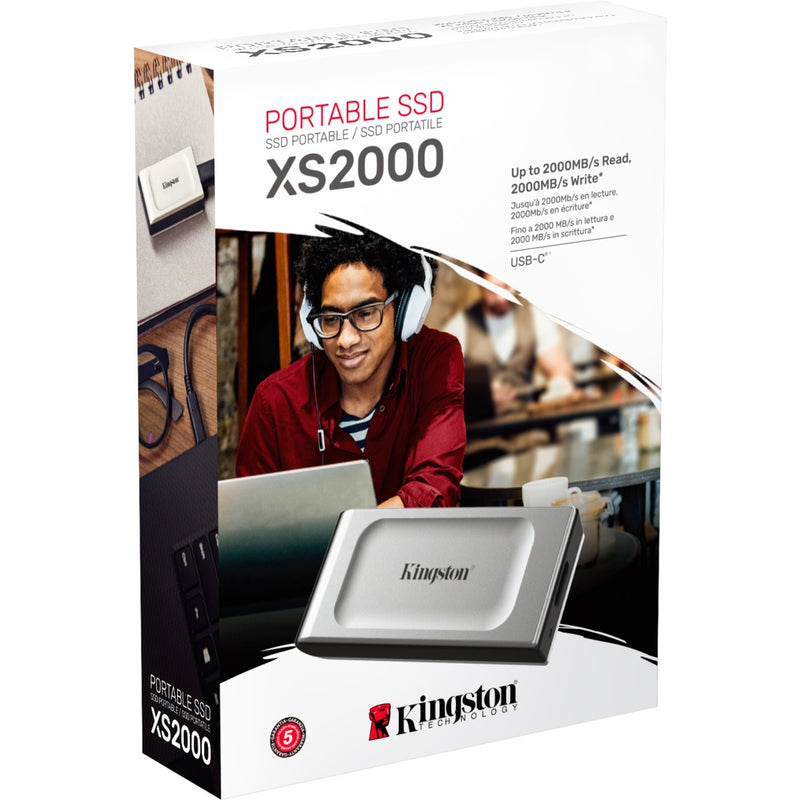 Afbeelding laden in galerijviewer, Kingston xs2000 portable 4 tb externe ssd (zilver zwart, sxs2000 2000g, usb-c 3.2 (20 gbit s))

