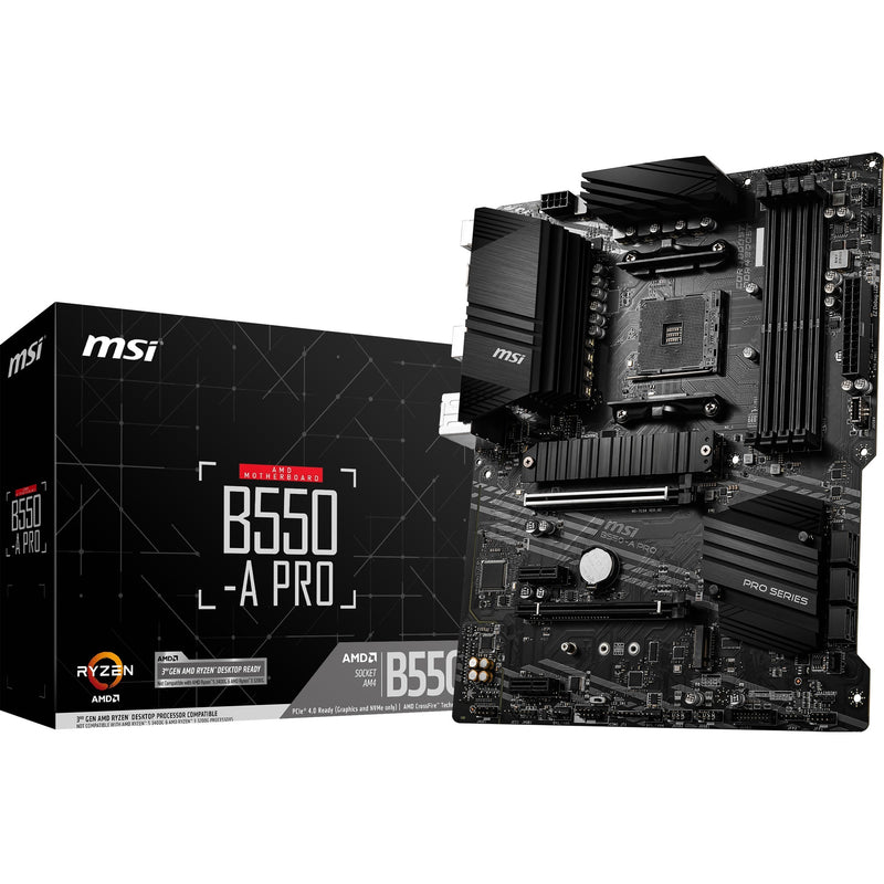 Afbeelding laden in galerijviewer, Msi b550-a pro socket am4 moederbord (zwart, raid, gb-lan, sound, atx)
