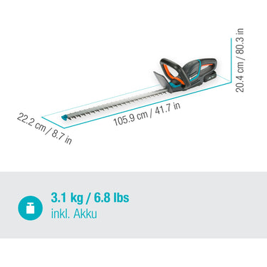 Gardena accu heggenschaar comfortcut 60 18v p4a set (grijs turquoise, 14731-20, accu inbegrepen)