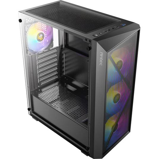 Antec ax67 argb midi tower behuizing (zwart | 3x usb-a | tempered glass)