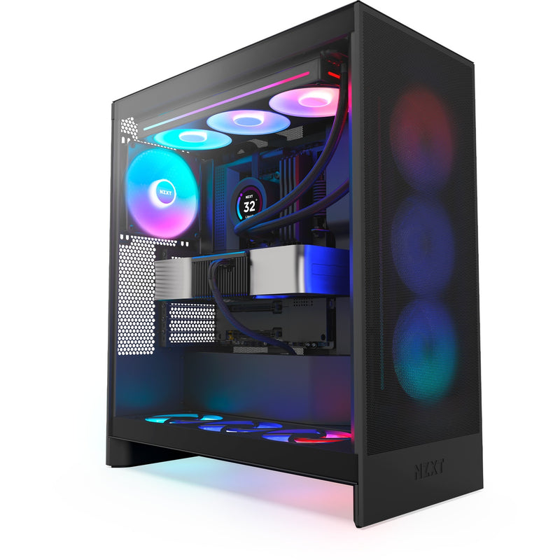 Afbeelding laden in galerijviewer, Nzxt h7 flow rgb (2024) midi tower behuizing (zwart | 2x usb-a | 1x usb-c | rgb | tempered glass)
