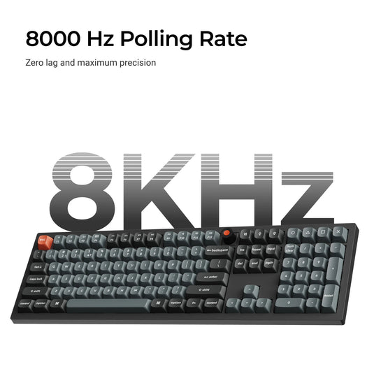 Keychron v6w-d4 8k qmk wired custom mechanical keyboard (zwart, us lay-out (qwerty), super banana, 100%, rgb leds, double-shot pbt, hot swap, 8k, knop)
