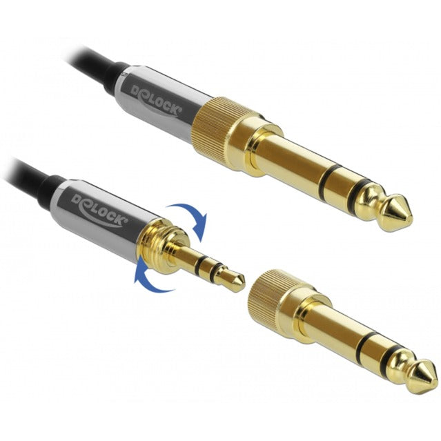 Afbeelding laden in galerijviewer, Delock stereokabel 3,5 mm 3 pin-stekker > 3,5 mm 3 pin-stekker (zwart, 2 meter)
