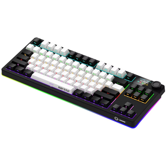 Lorgar kbp70tklw rgb mechanisch gaming toetsenbord (zwart, us lay-out (qwerty), logar toxic purple, 80% (tkl), rgb, hot-swappable, pbt double-shot, bluetooth | 2.4ghz | usb)