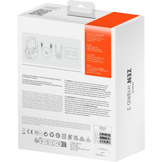 Creative zen hybrid 2 over-ear hoofdtelefoon (zwart, bluetooth 5.2, usb-c, hybride anc)