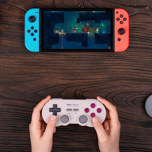 8bitdo sn30 pro gamepad (lichtgrijs, bluetooth, usb, pc, nintendo switch switch 2)
