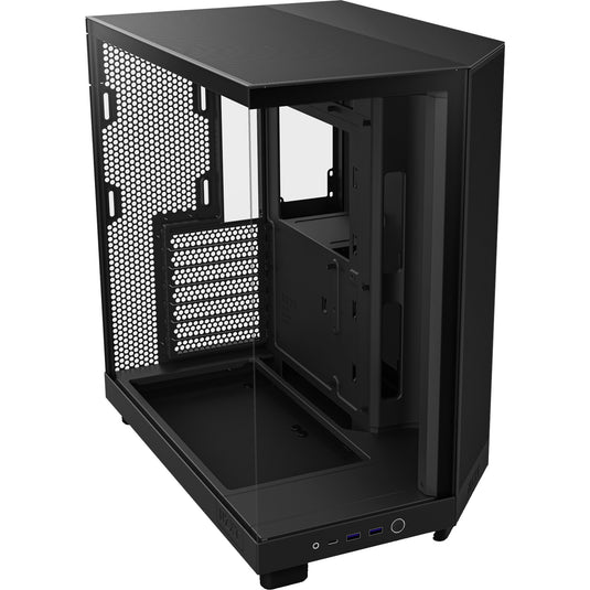 Nzxt h6 flow midi tower behuizing (zwart | 2x usb-a | 1x usb-c | tempered glass)