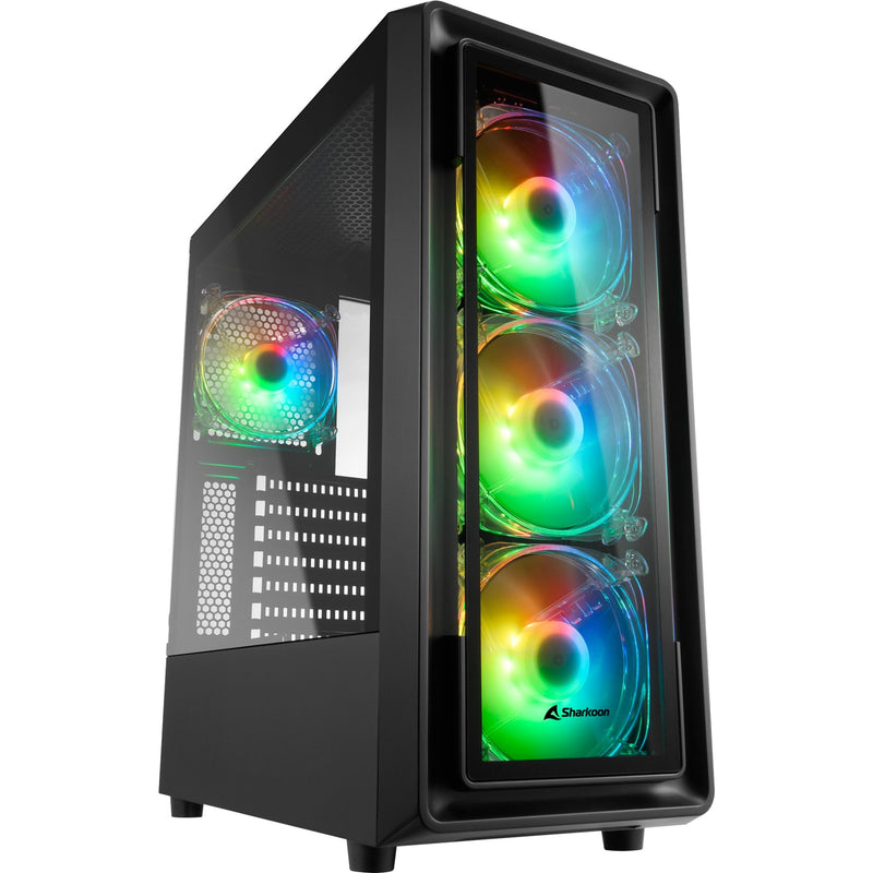 Afbeelding laden in galerijviewer, Sharkoon tk4 rgb midi tower behuizing (zwart | 4x usb-a | rgb | tempered glass)
