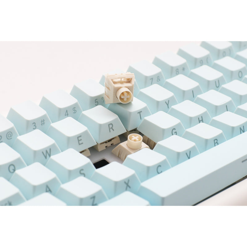 Afbeelding laden in galerijviewer, Ducky projectd tinker 65 - pom edition met qmk via rgb mechanisch toetsenbord (lichtblauw, us lay-out (qwerty), kailh box cream pro, 65%, rgb leds, double-shot pbt, hot-swappable pom, gasket mount)
