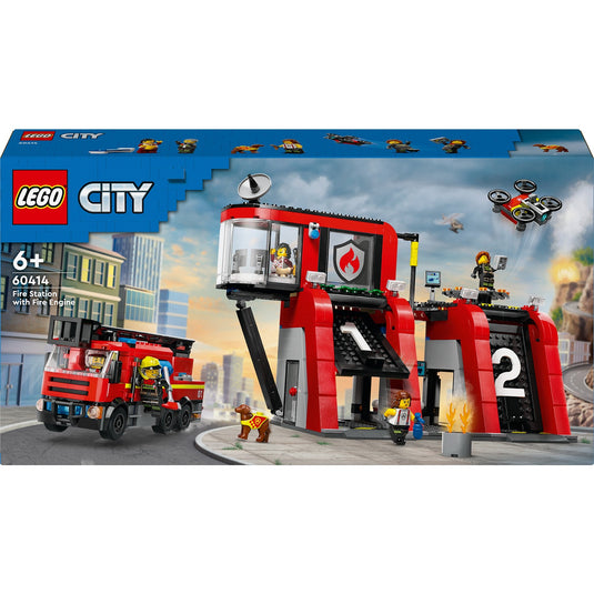Lego city - brandweerkazerne en brandweerauto constructiespeelgoed (60414)