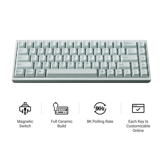 Keychron q16 he 8k magnetic switch keyboard (blauw, us lay-out (qwerty), ultra-fast lime, 65%, rgb, hot swap, 8k)