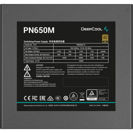 Deepcool pn650m modulaire 650 watt voeding (zwart, 3x pcie)