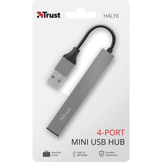 Trust halyx aluminium 4-port mini usb hub usb-hub (aluminium)