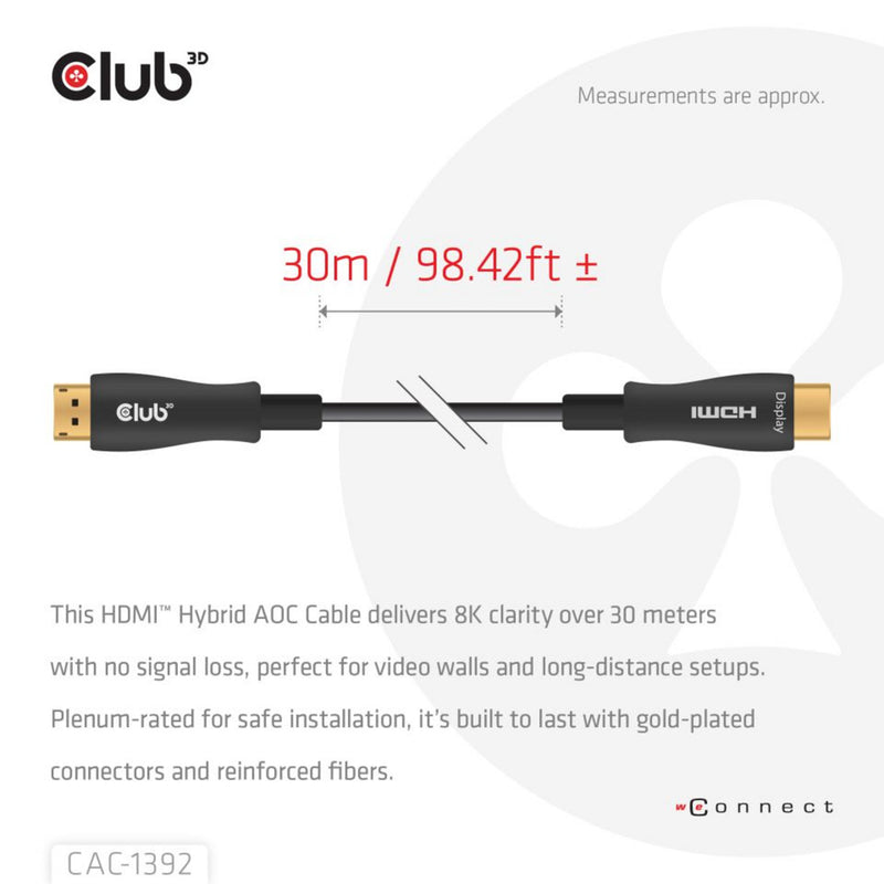 Afbeelding laden in galerijviewer, Club 3d hdmi hybride aoc kabel (zwart, 30 meter)
