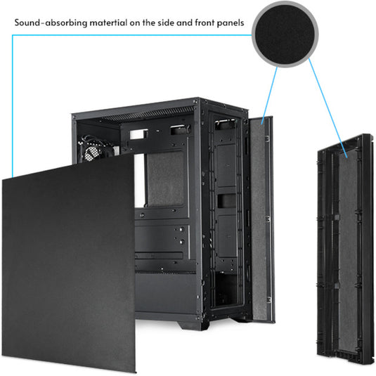 Chieftec pro midi q midi tower behuizing (zwart | 3x usb-a | 1x usb-c)