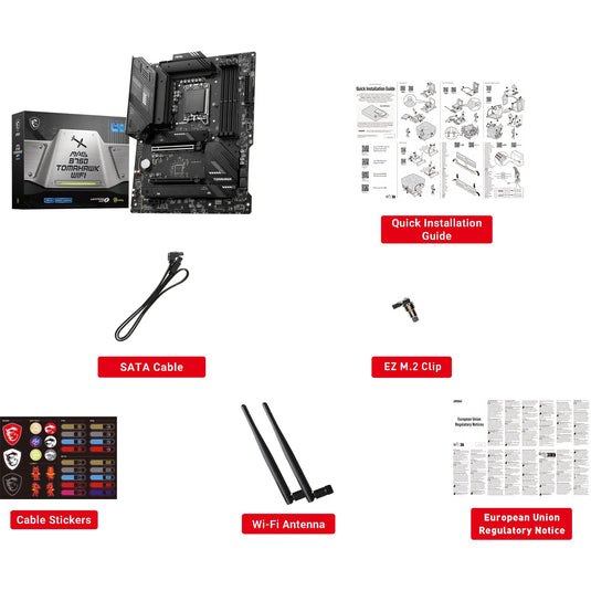 Msi mag b760 tomahawk wifi socket 1700 moederbord (zwart, raid, 2.5 gb-lan, wi-fi 6e, bt, sound, atx)