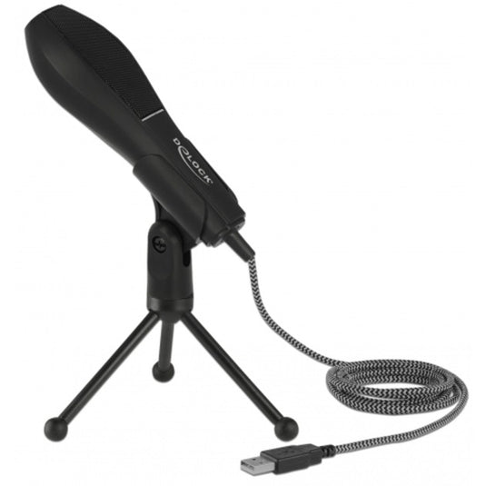 Delock usb condenser microfoon (zwart, met tafel standaard)