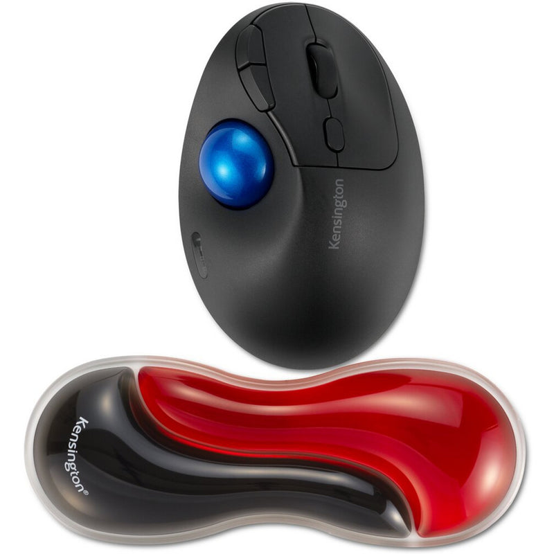 Afbeelding laden in galerijviewer, Kensington slim duo gel mouse trackball wrist rest polssteun (rood zwart)
