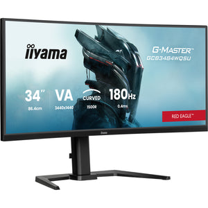 Iiyama g-master red eagle gcb3484wqsu-b1 34 curved ultrawide gaming monitor (zwart, 1x displayport, 2x hdmi, 2x usb-c, 2x usb-a, 180 hz)