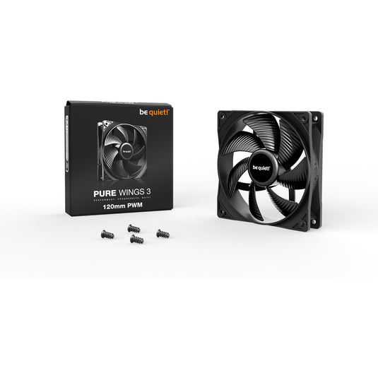 Be quiet! pure wings 3 pwm case fan (zwart, 120 x 120 x 25 mm)