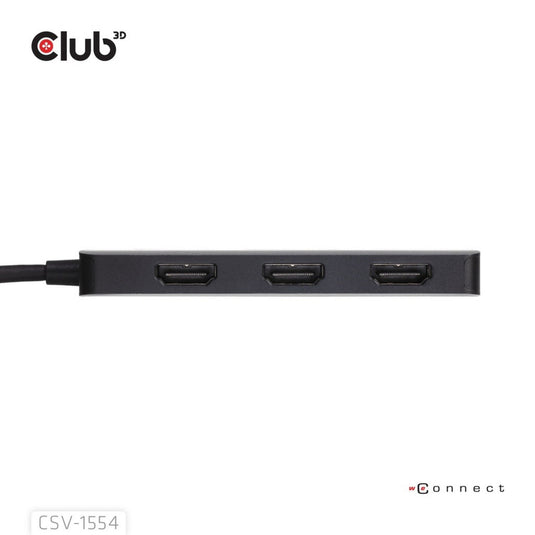 Club 3d usb-c naar 3x hdmi hub (zwart)