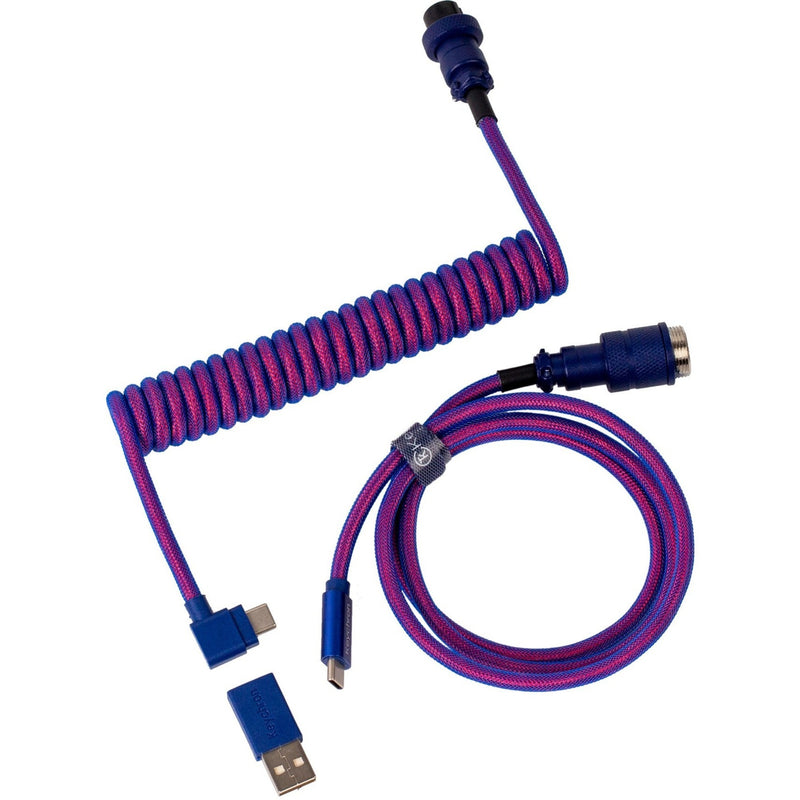 Afbeelding laden in galerijviewer, Keychron premium coiled aviator cable, angled kabel (lila, 1,08 meter)
