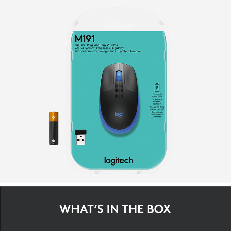 Afbeelding laden in galerijviewer, Logitech m190 full-size wireless mouse (blauw, 1000 dpi)

