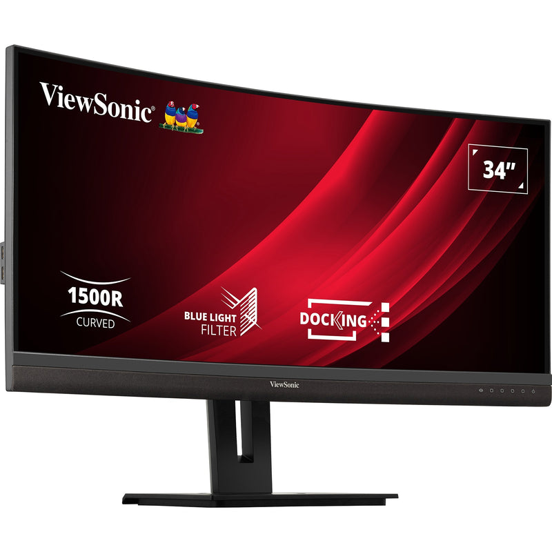 Afbeelding laden in galerijviewer, Viewsonic uwqhd curved docking monitor vg3456c 34 ultrawide (zwart (mat), 2x hdmi, 1x displayport, usb-a, usb-b, usb-c, lan, audio)
