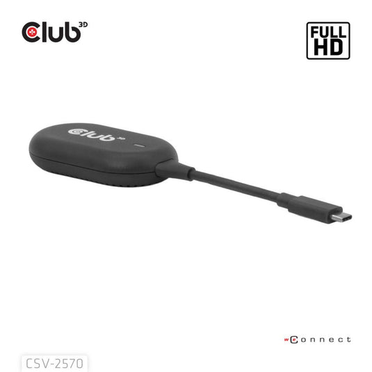 Club 3d wireless usb-c to hdmi transmitter and receiver adapter (zwart)