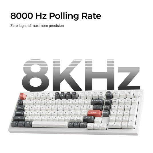 Keychron q5 ultra-m3 8k wireless custom mechanical keyboard (wit, us lay-out (qwerty), silk pom banana, 96%, rgb, hot swap, 8k, 2.4 ghz | bluetooth 5.2 | usb-c)